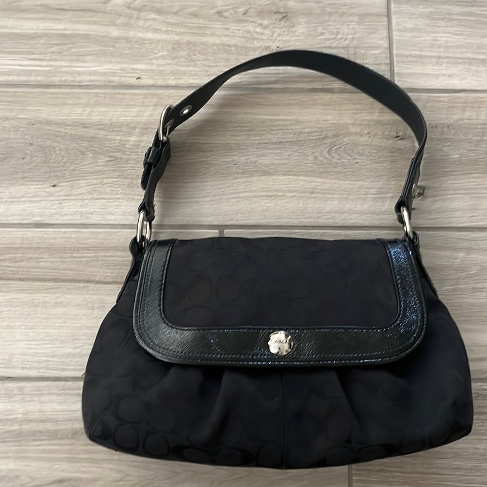 Coach signature black shoulder bag